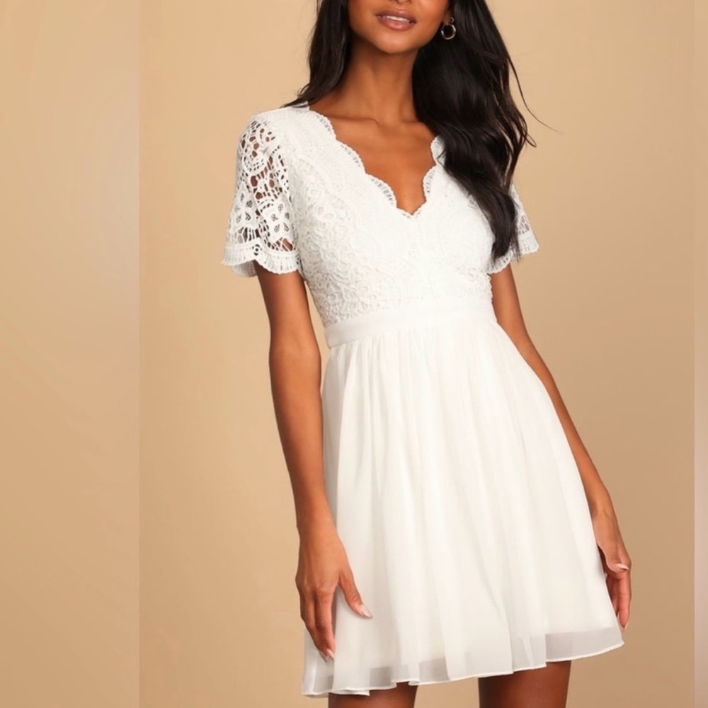 Lulu's White Lace Mini Dress Angel in Disguise sz XS